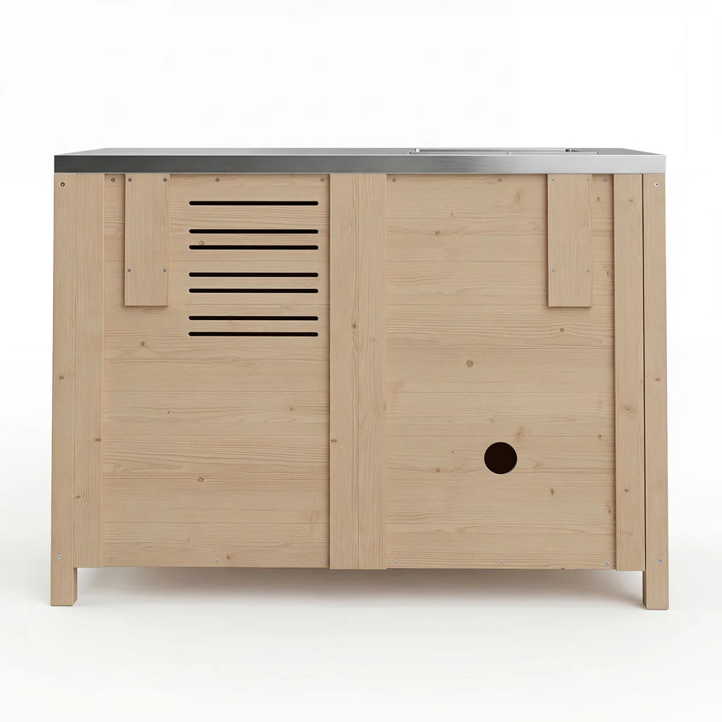 Outdoor Solid Cedar Wood Sink Cabinet With Stainless Steel Countertop, Weather-Resistant Patio Prep & Utility Station